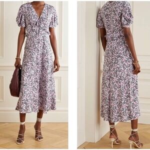 Diane Von Furstenberg Lilac Sloane floral print silk crepe midi dress Size 4 DVF